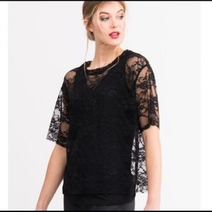 Black Lace Mesh Tee